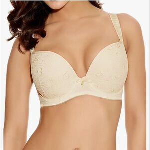 Freya Deco Darling Underwire Moulded Plunge Bra Cream Size 34GG UK/34J US